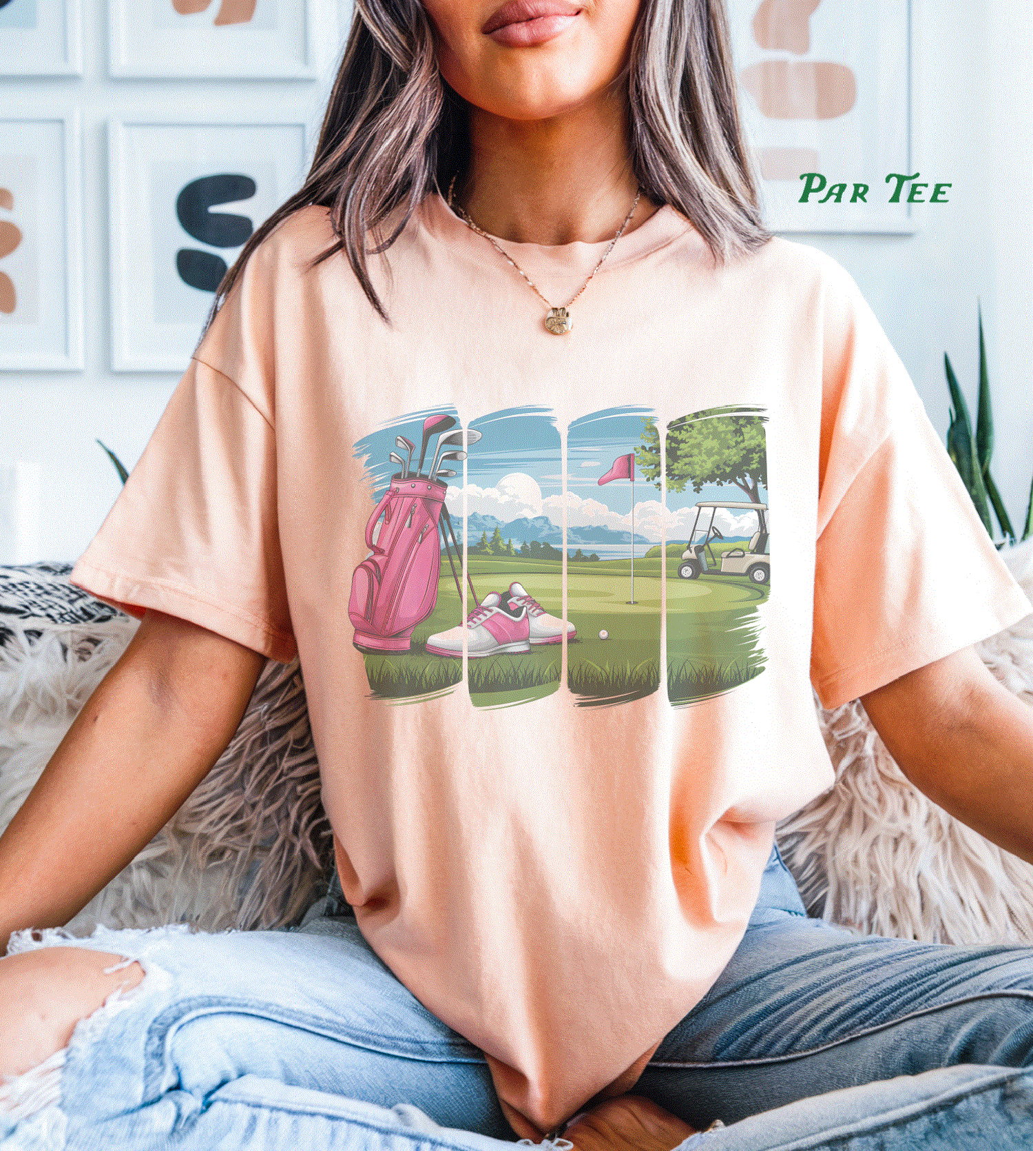Golf Course Resort Country Club Pink Graphic Tee By Par-Tees