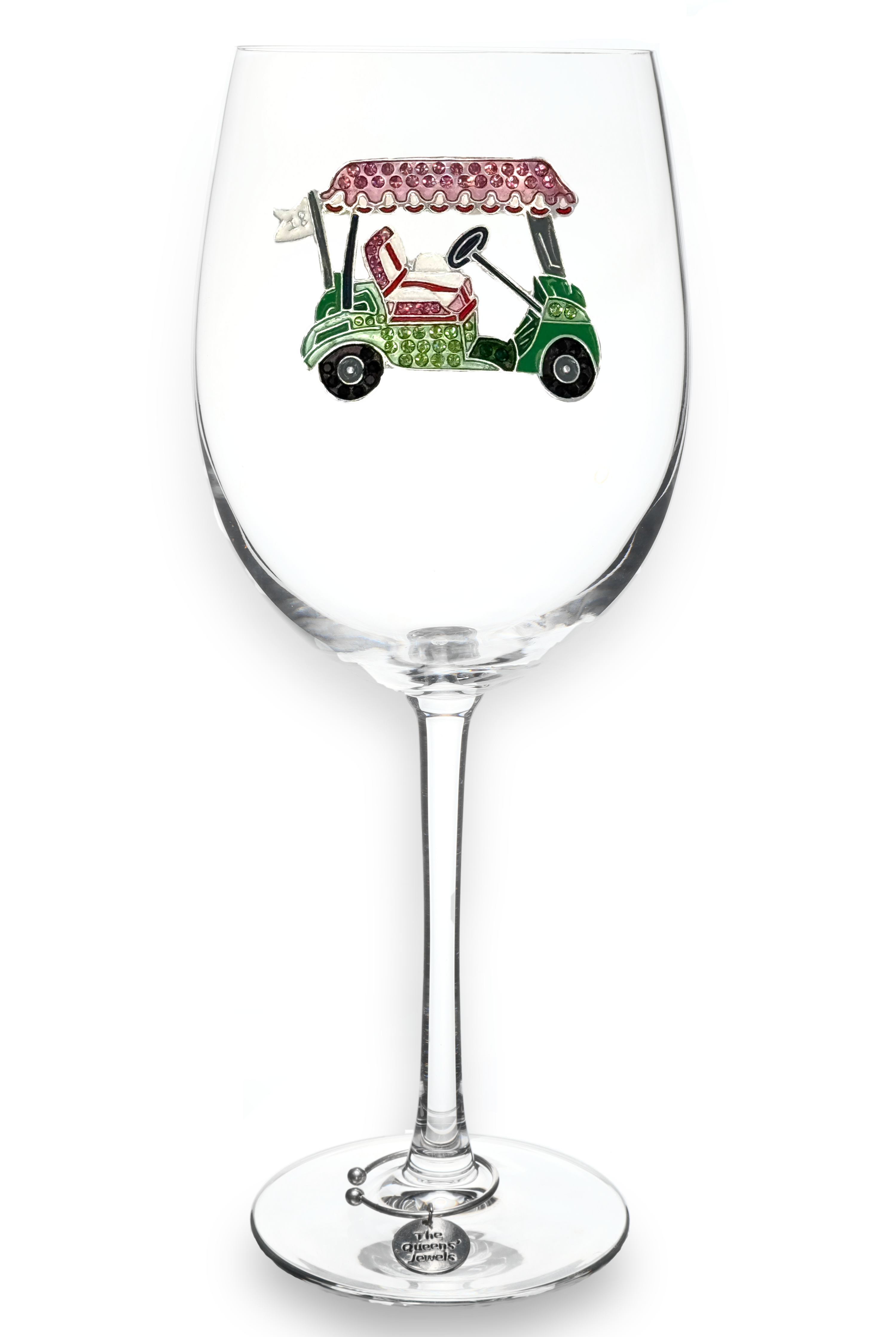 Golf Cart Stemmed Wine Glass