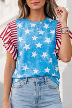 Load image into Gallery viewer, Independence Day Star &amp; Stripe Ruffle Sleeve Top
