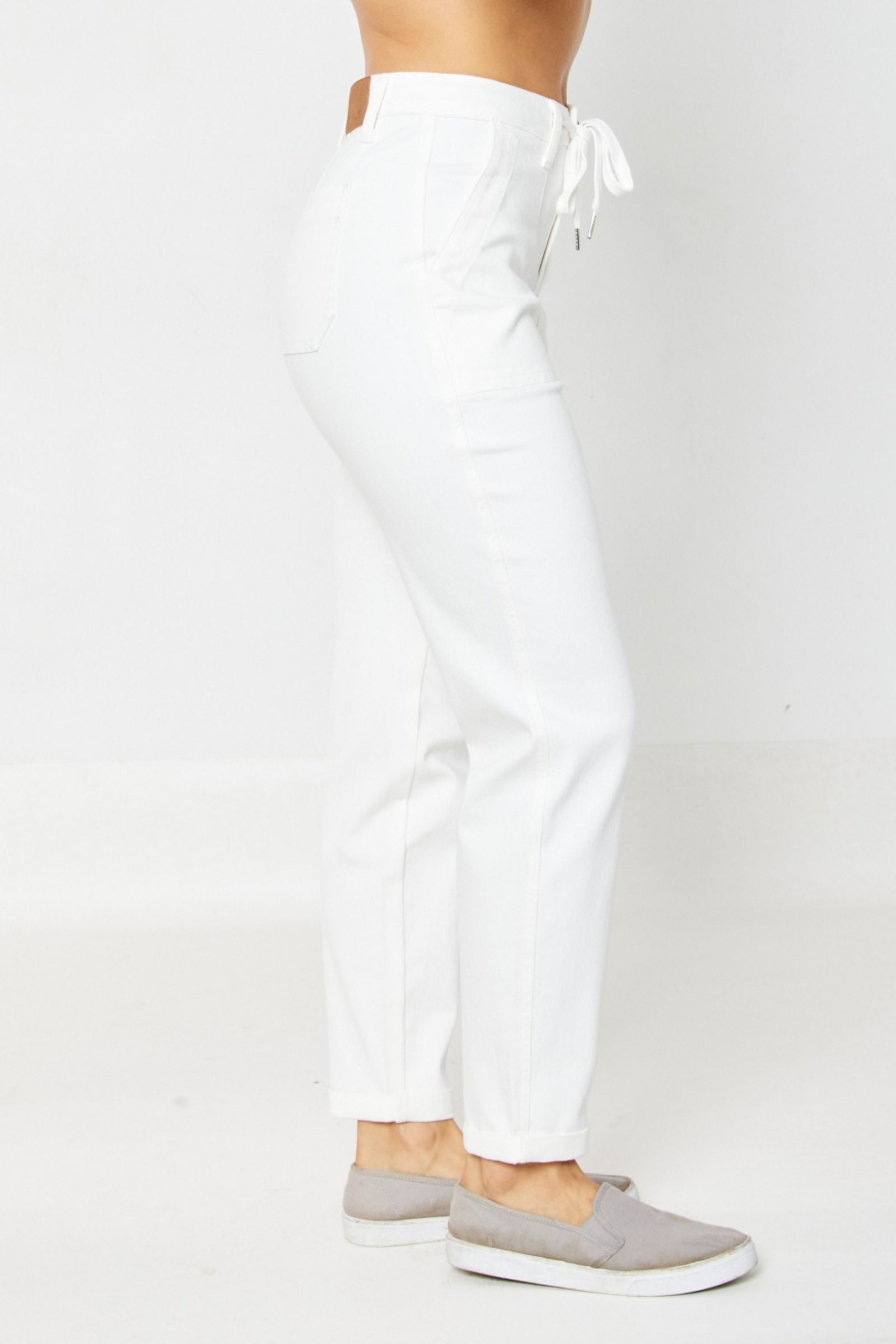 Judy Blue HW White Garment Dyed Cuffed Jogger