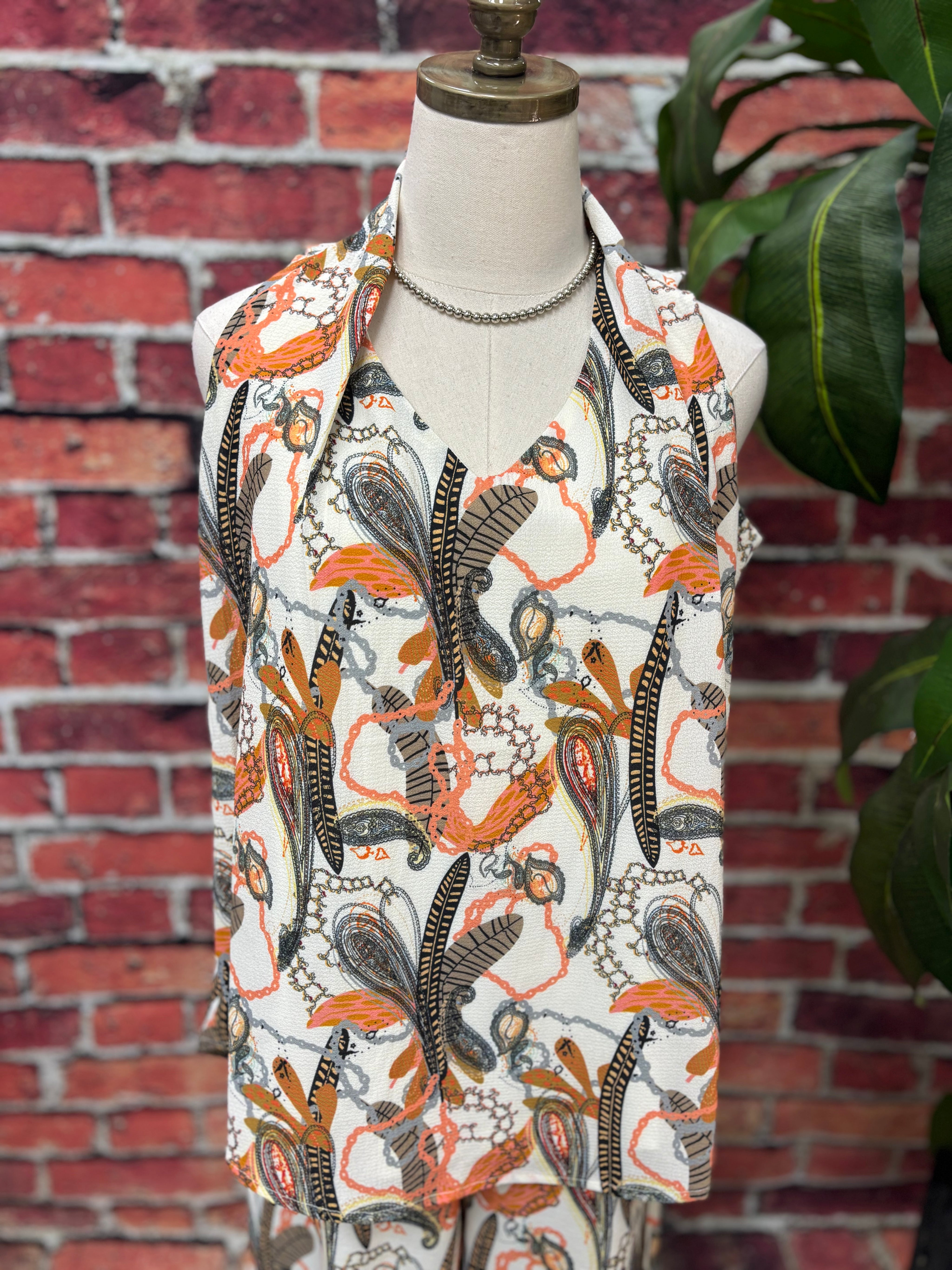 Sunset Paisley Halter Blouse