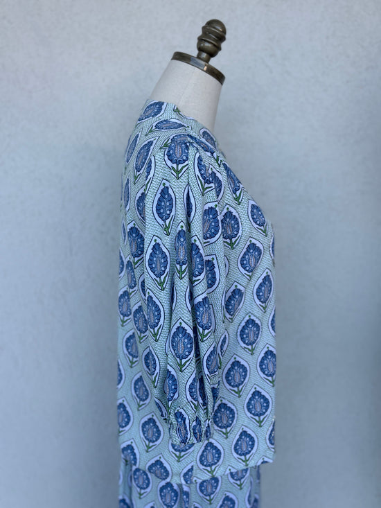 Bluebell Breeze Beaded Button Top