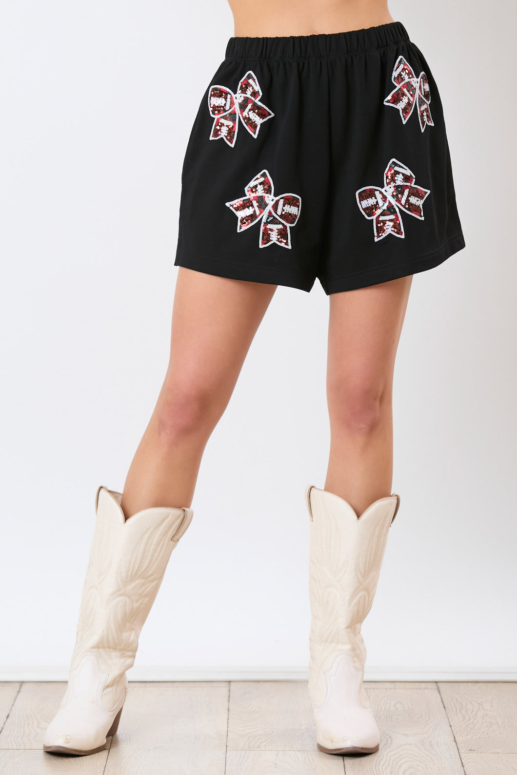 Sequin Football Bow Shorts