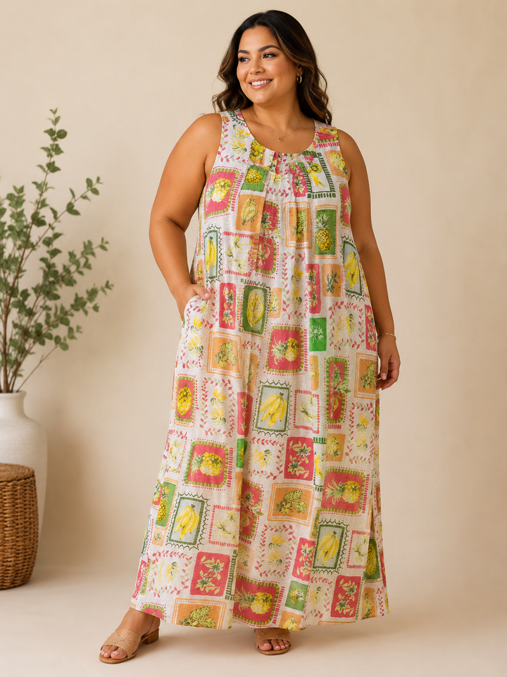Blue Garden Breeze Sleeveless Dress