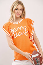 Load image into Gallery viewer, Ruffle Sleeve Varsity Gameday Knit Top

