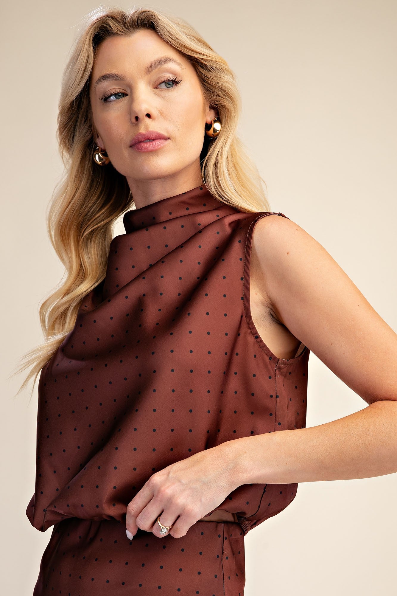 Mock Neck Sleeveless Top
