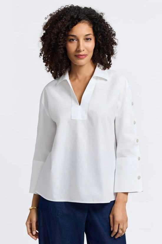 Lainey Plus No Iron Pinpoint 3/4 Button Sleeve Shirt