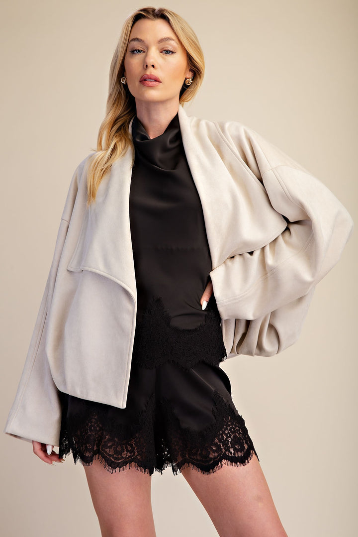 Wrap Faux Suede Jacket