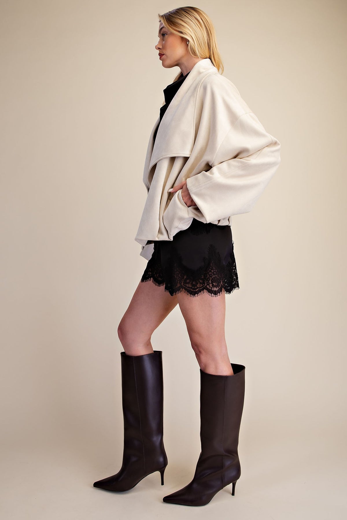 Wrap Faux Suede Jacket