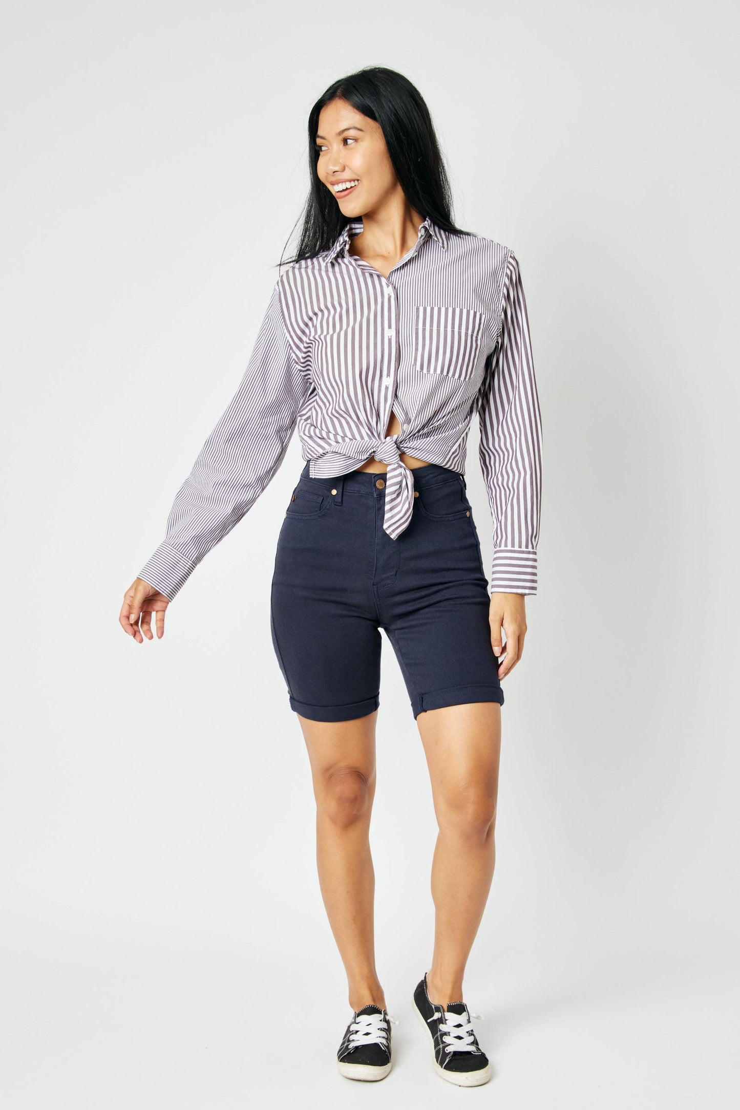 Judy Blue High Waist Garment Dyed Tummy Control Bermuda Shorts