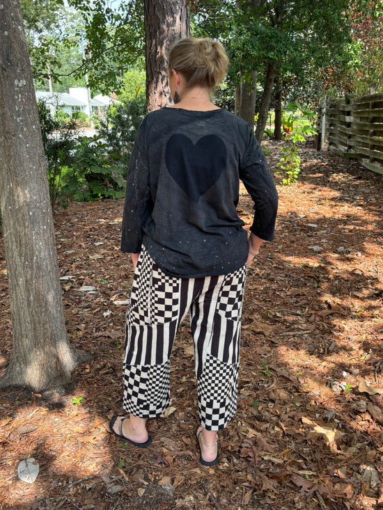 Black Checkered Barrel Pant