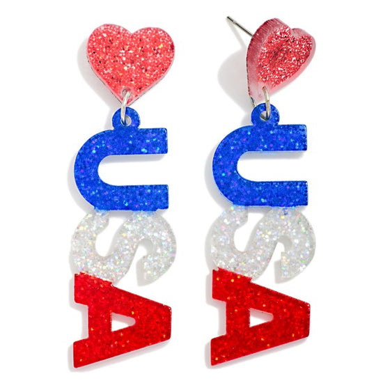 Glitter USA Drop Earrings