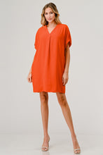 Load image into Gallery viewer, Aria Short Sleeve V Neck Shift Dress with Pocket
