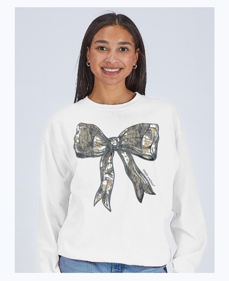 White Camo Bow Sweatshirt