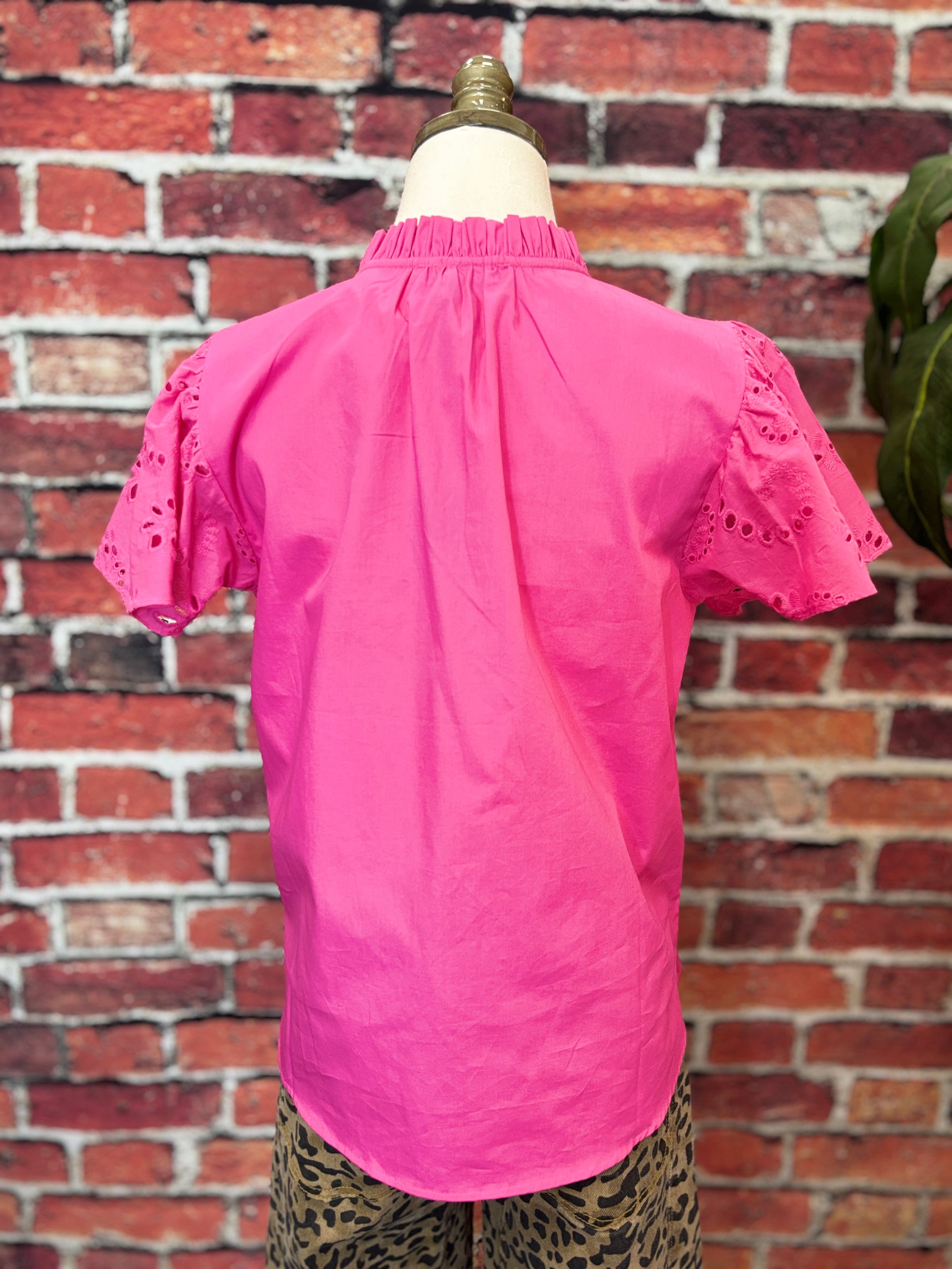 Dani Classic Cotton Poplin Flutter Sleeve Top *FINAL SALE*