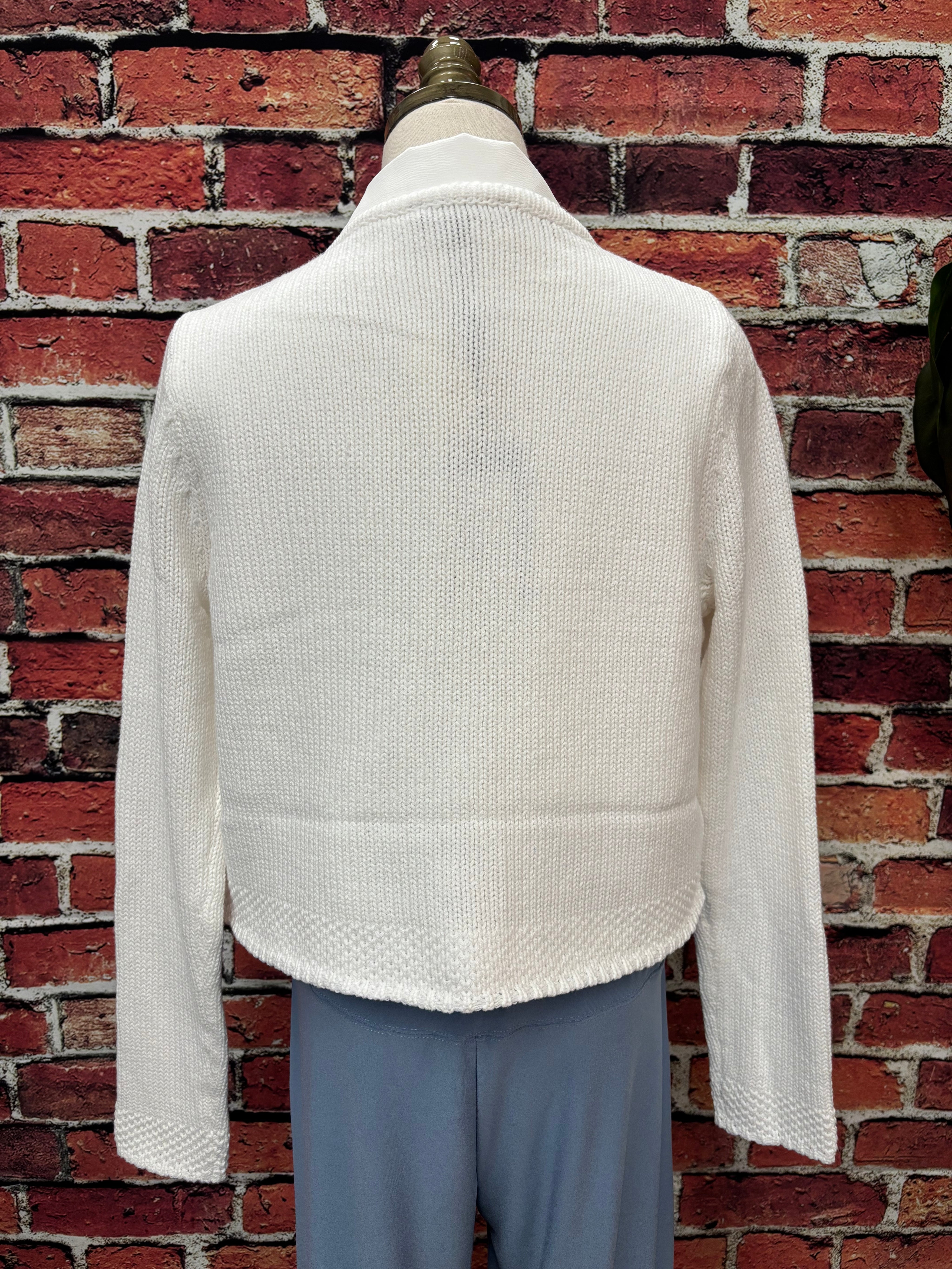 Classic White One-Button Cardigan