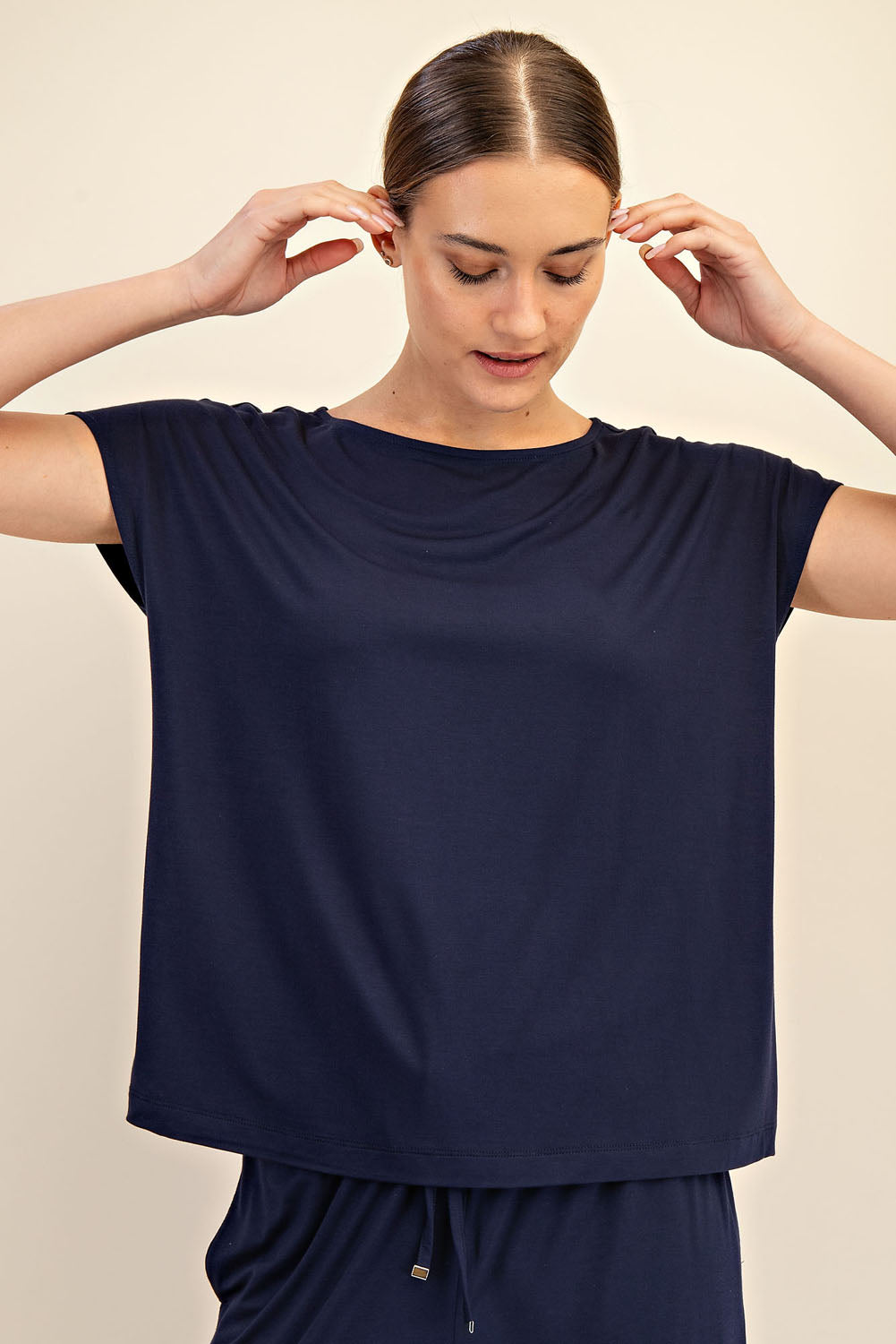 Viscose Modal Basic Boat Neck Top