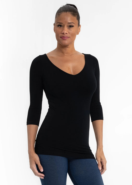 Reversible 3/4 Crew V-Neck Tee