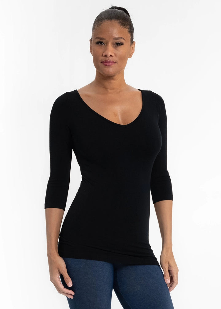 Reversible 3/4 Crew V-Neck Tee
