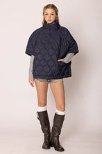 Load image into Gallery viewer, Quarter Zip Quilted Puffer Poncho

