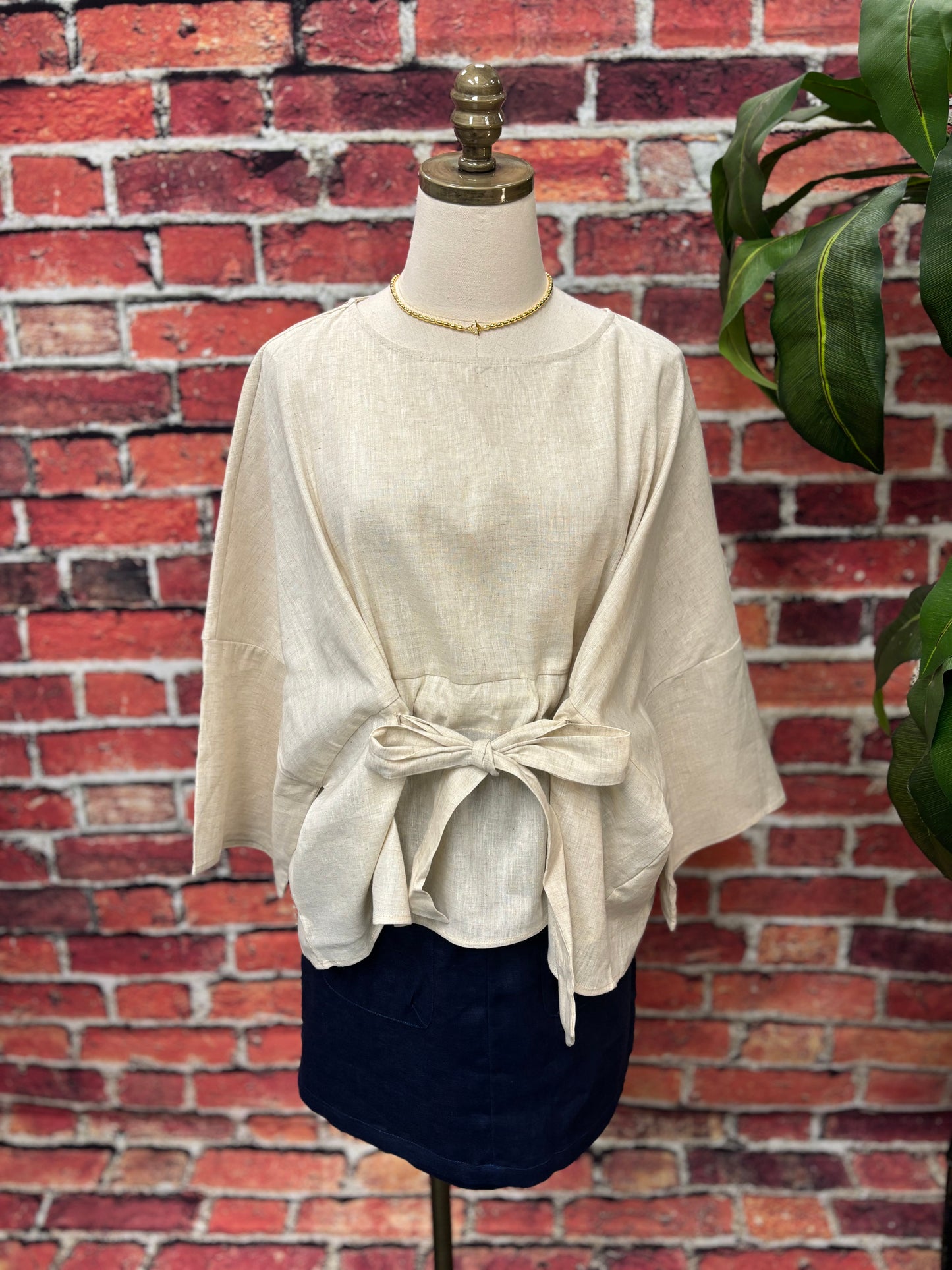 Luxe Linen Tie-Front Blouse