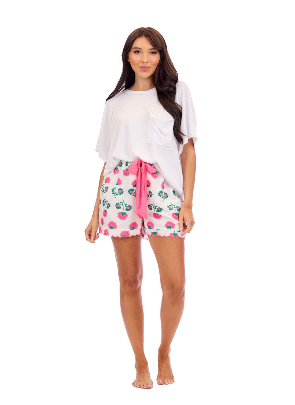 Pink Peony Pajama Shorts
