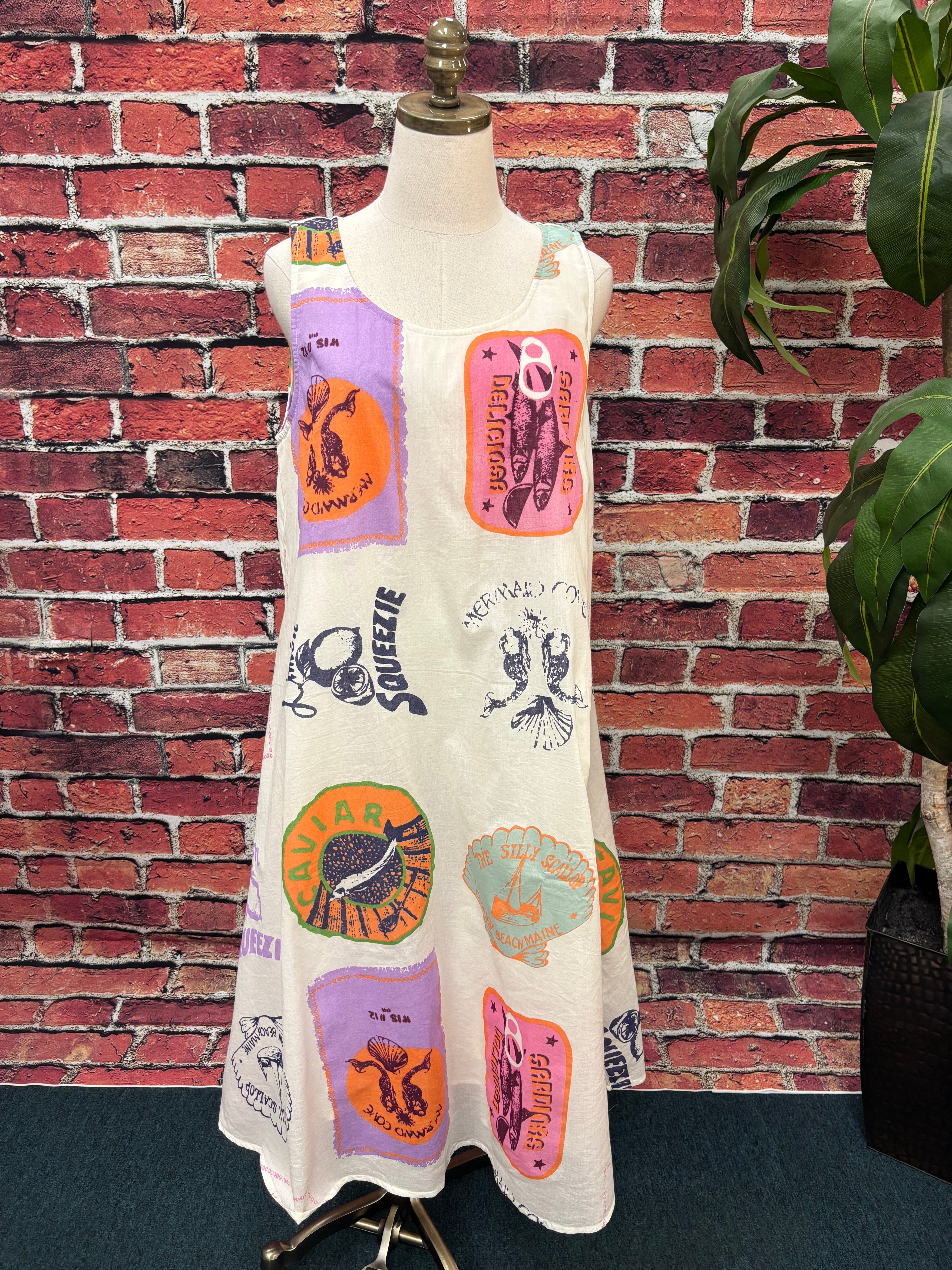 Coastal Patchwork Boho Midi Dress