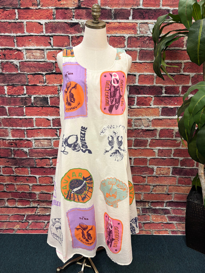 Coastal Patchwork Boho Midi Dress