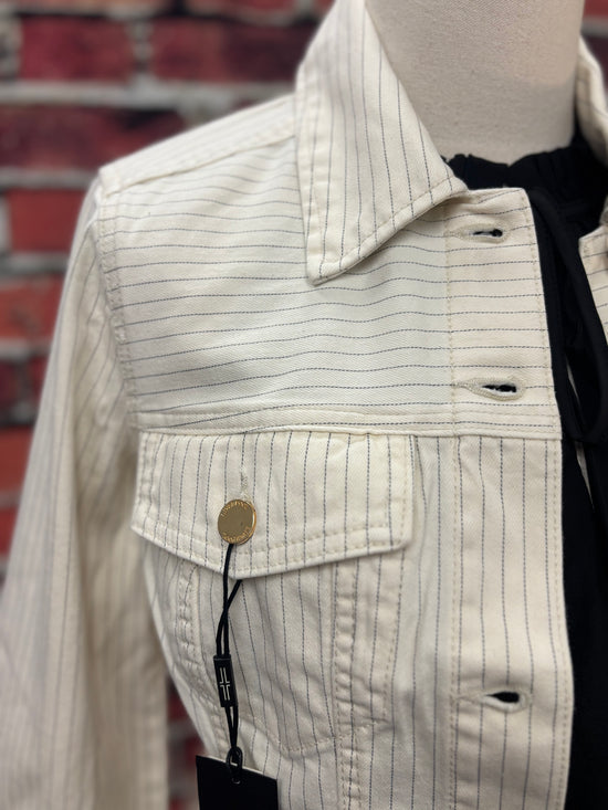 Pinstripe Stretch Denim Jacket