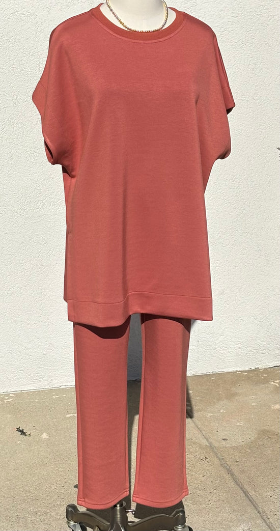 Modal Wide Leg Pants with Bottom Slits