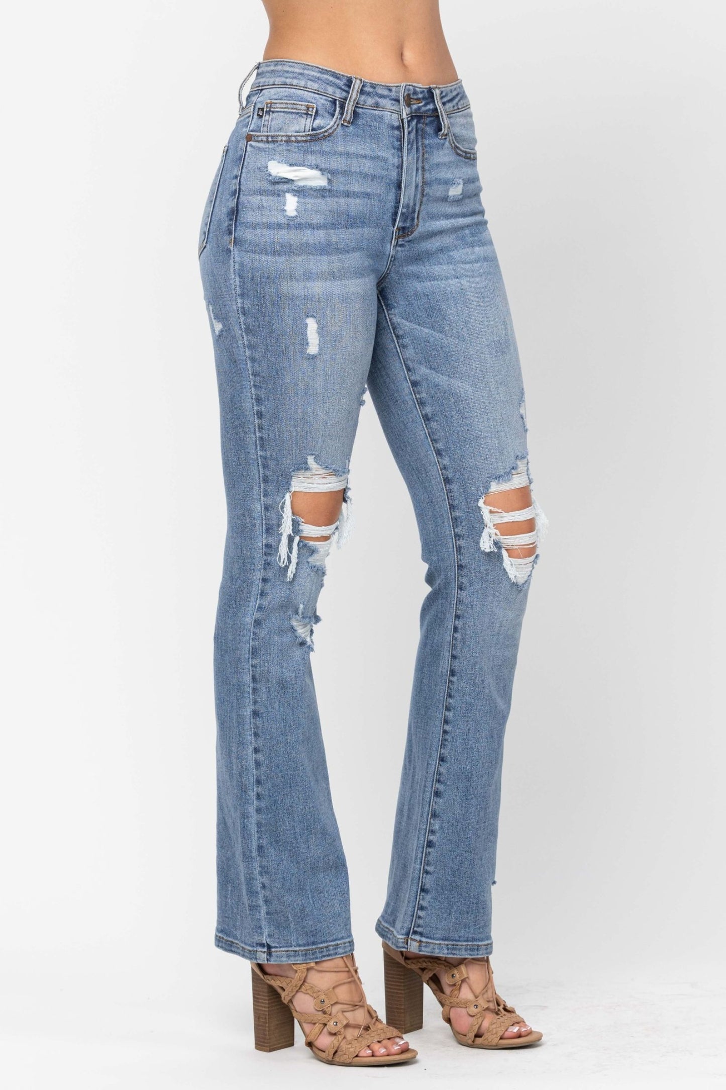 Judy Blue HW Stone Wash Destroyed Bootcut