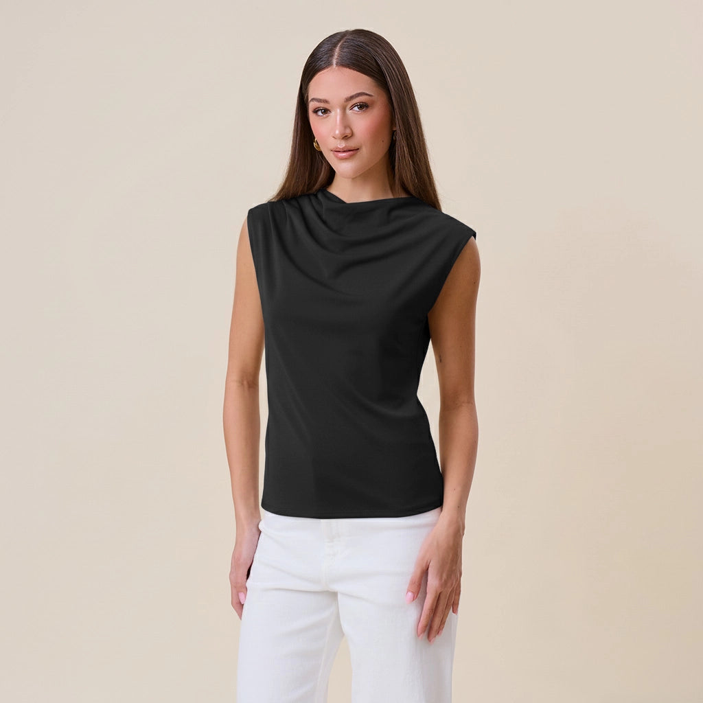 Cowl Neck Drapped Knit Top