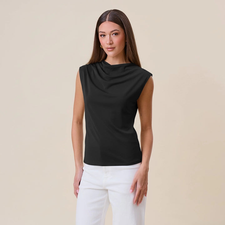 Cowl Neck Drapped Knit Top