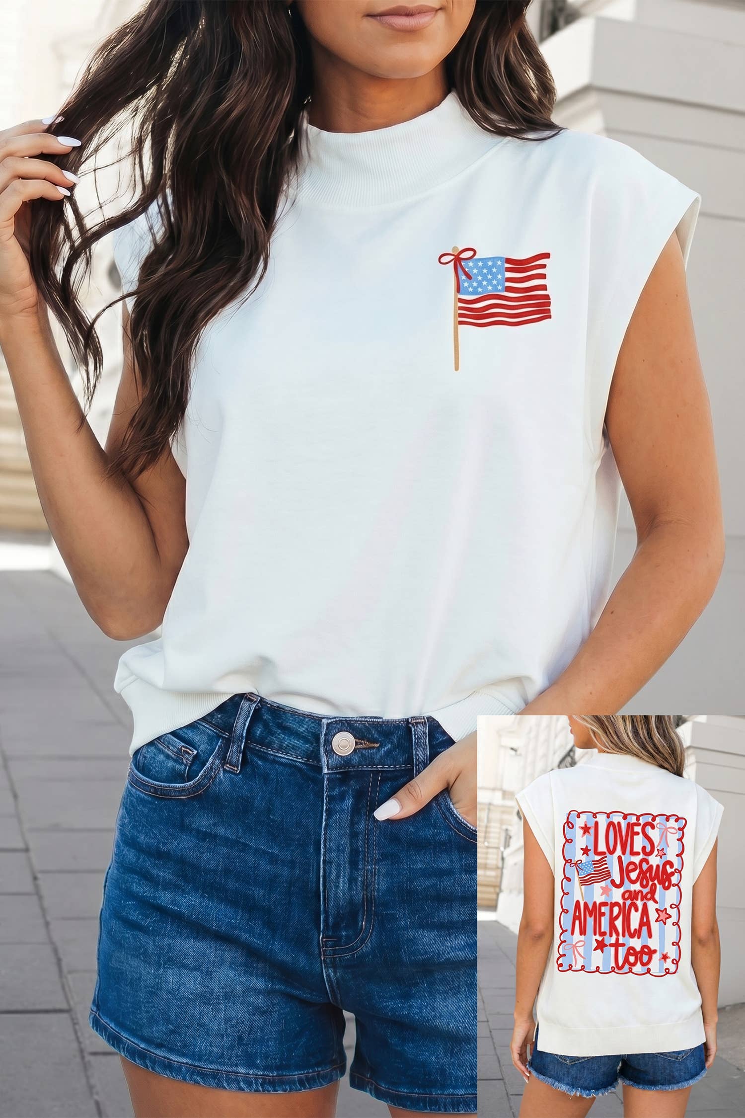 Patriotic Flag Double Graphic Tee