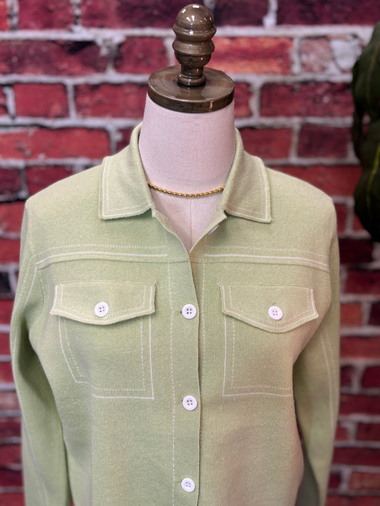 Contrast Stitch Knit Button-Up Cardigan