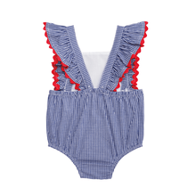 Load image into Gallery viewer, GINGHAM RIC RAC BUBBLE AND HEADBAND SET
