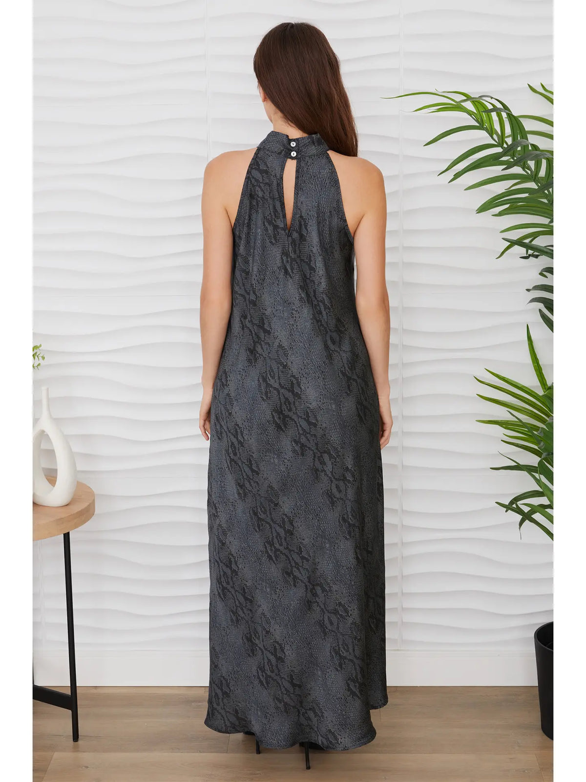 Python Mock Neck Maxi Dress