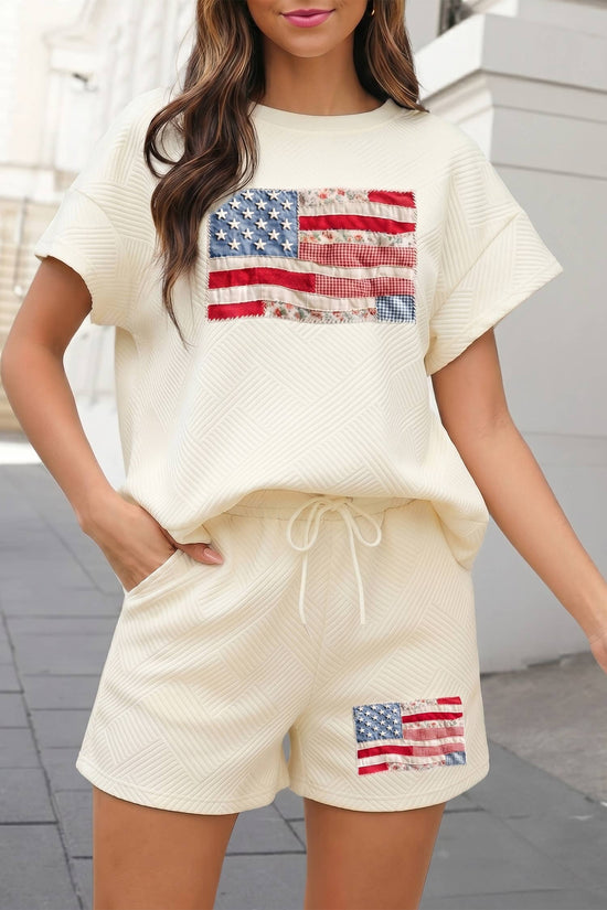 Textured USA Flag Graphic 2pcs Set