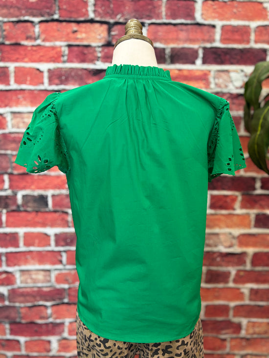 Dani Classic Cotton Poplin Flutter Sleeve Top *FINAL SALE*