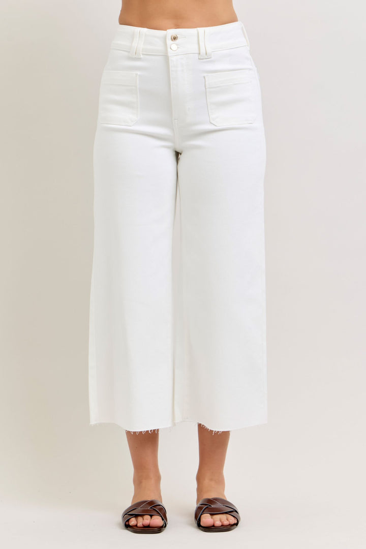 Judy Blue HW Wide Crop Front Patch Pockets