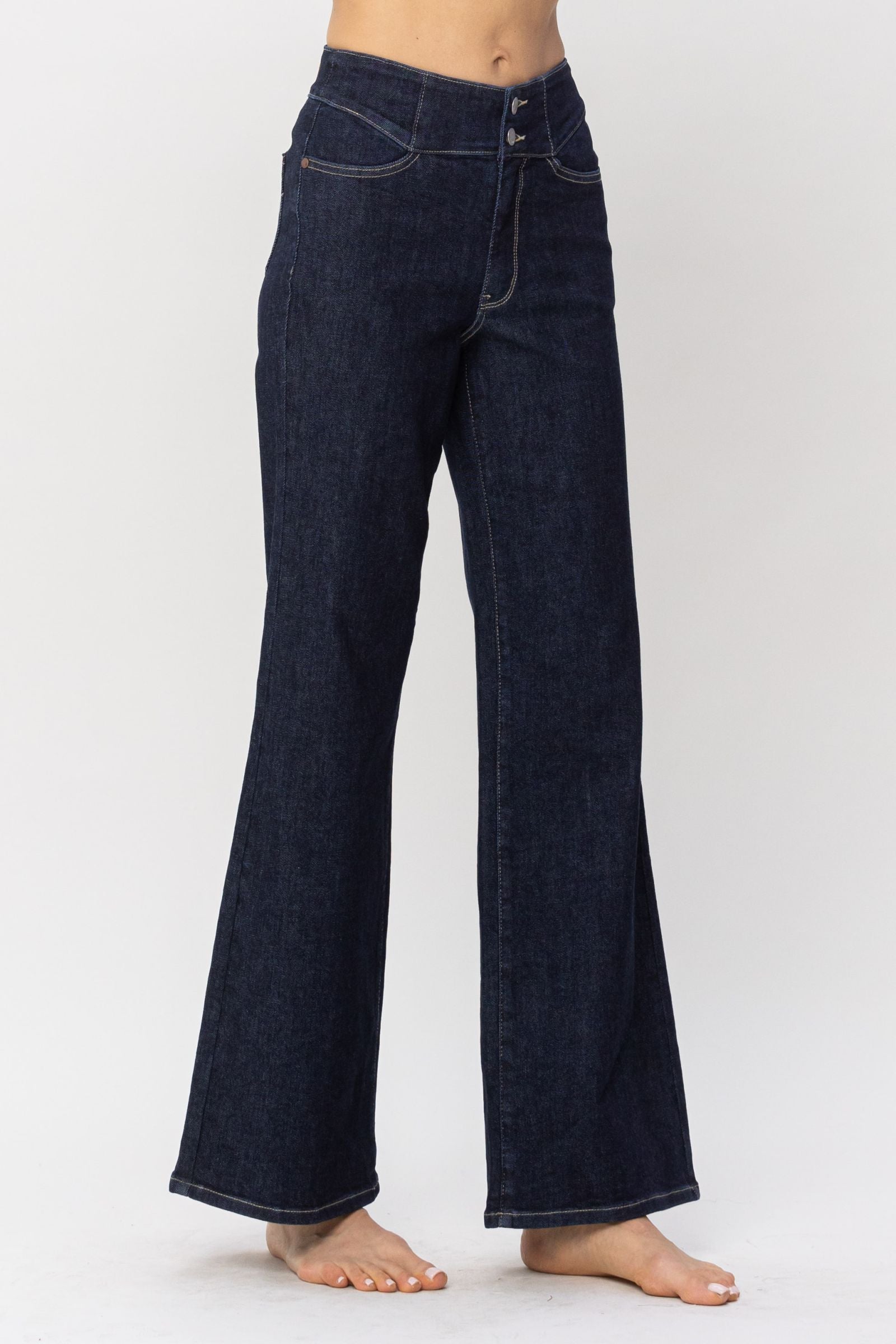 Judy Blue HW Rinse Geometric Wide Leg