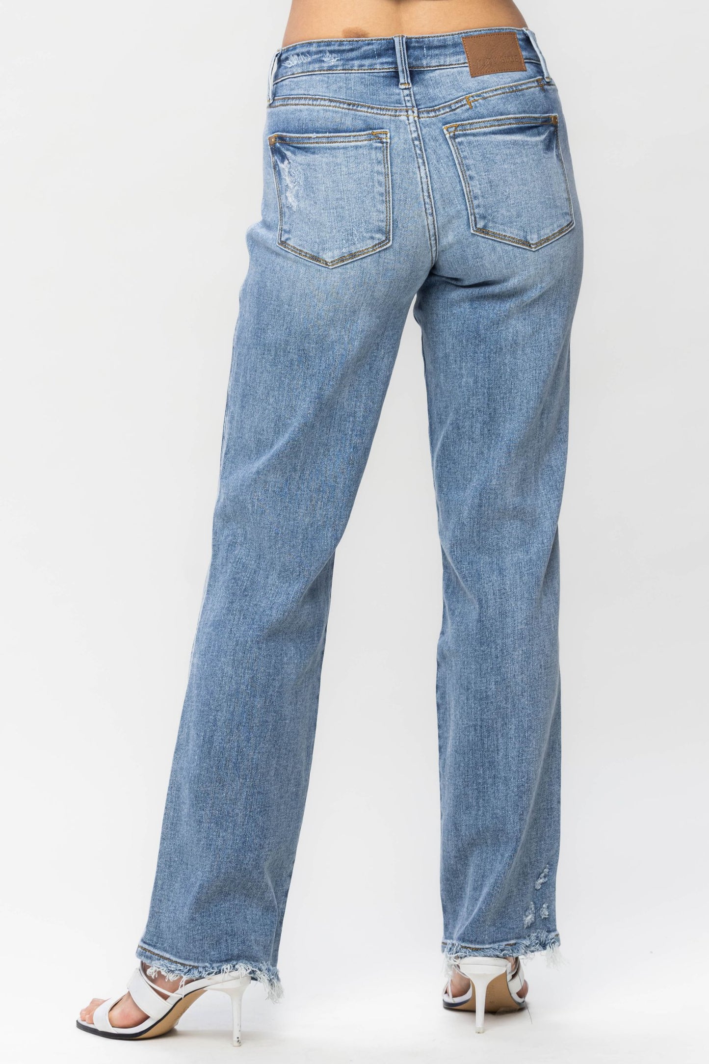 Judy Blue Mid Rise Yoke Cell Phone Pocket Dad Jean