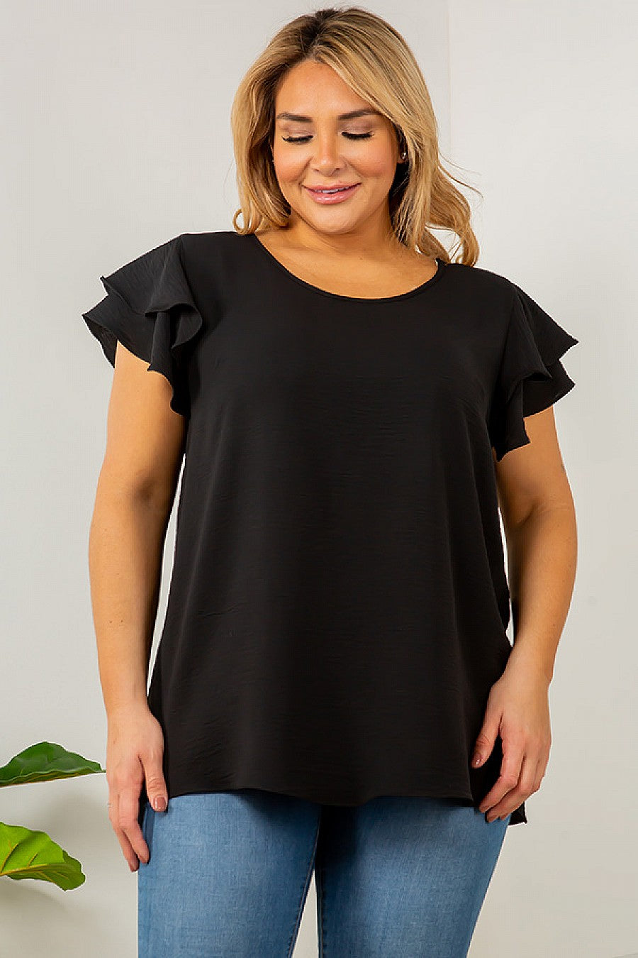 Pop Ruffle Sleeve Top