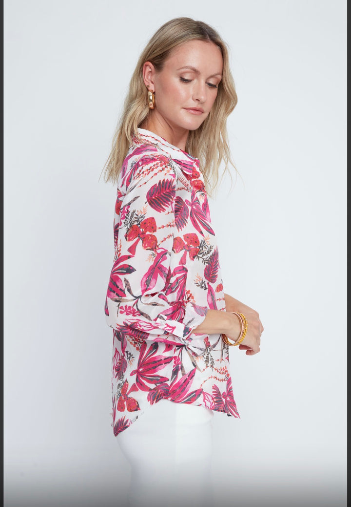 Orchid Breeze Button-Down Blouse