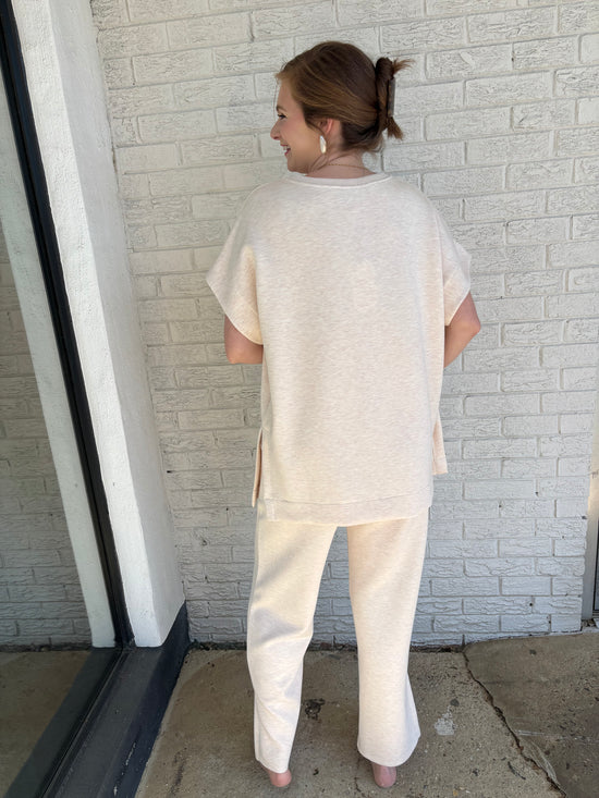 Modal Wide Leg Pants with Bottom Slits