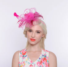 Load image into Gallery viewer, Feather Flower &amp; Leaf Fascinator
