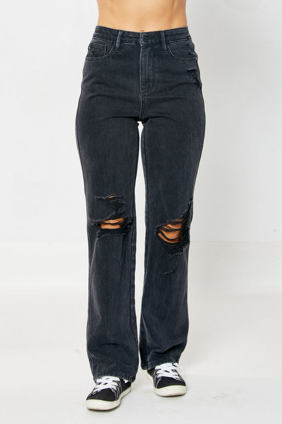 Judy Blue HW Rigid Magic 90'S Knee Destroy Straight