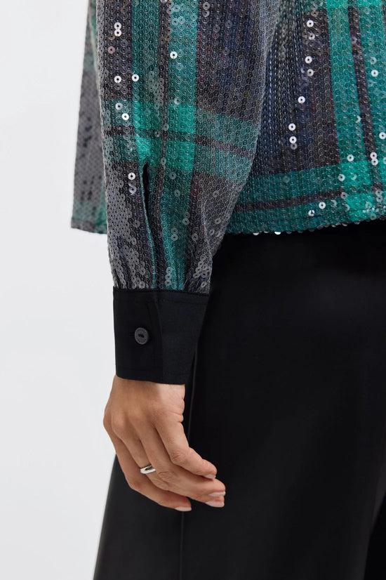 Marina Sequin Plaid Jacket Shirt