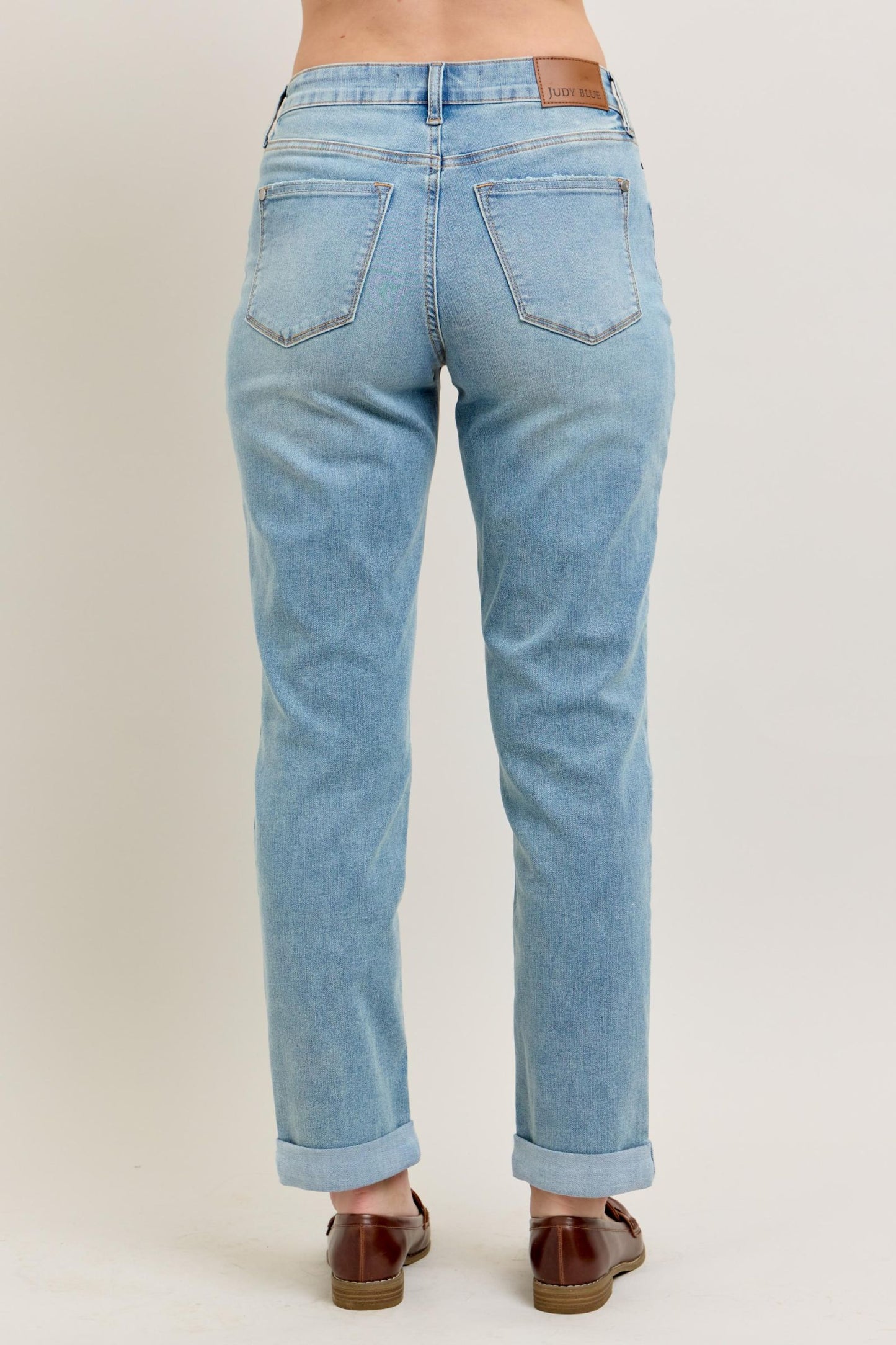 Judy Blue V-Front Cool Denim Cuff Boyfriend