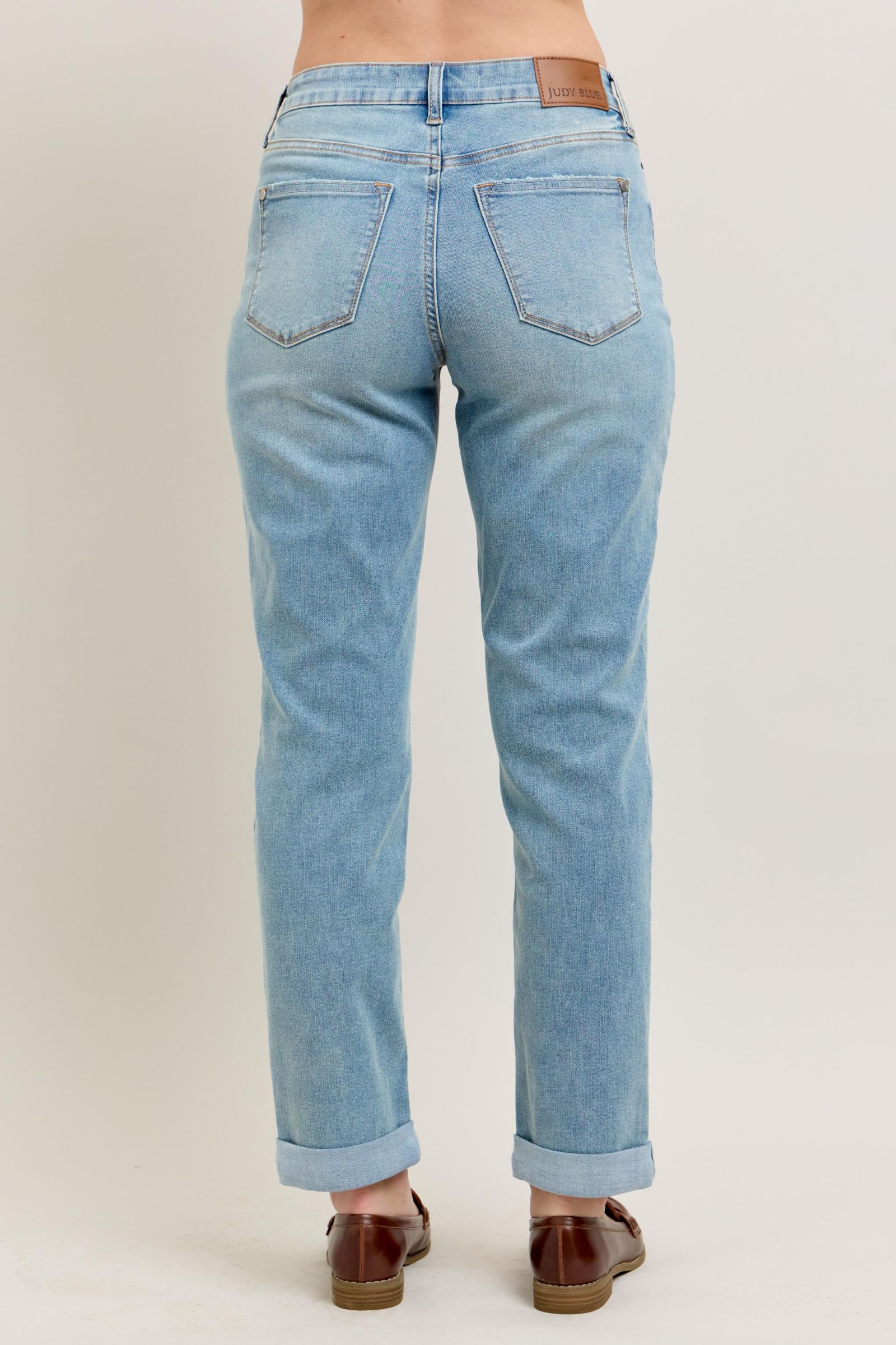 Judy Blue V-Front Cool Denim Cuff Boyfriend